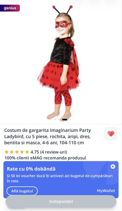 Costum buburuza copii 4-6 ani