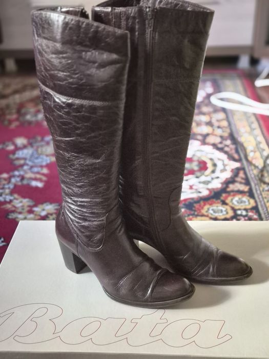 Cizme dama, Bata, din piele naturala moale, de culoare maro