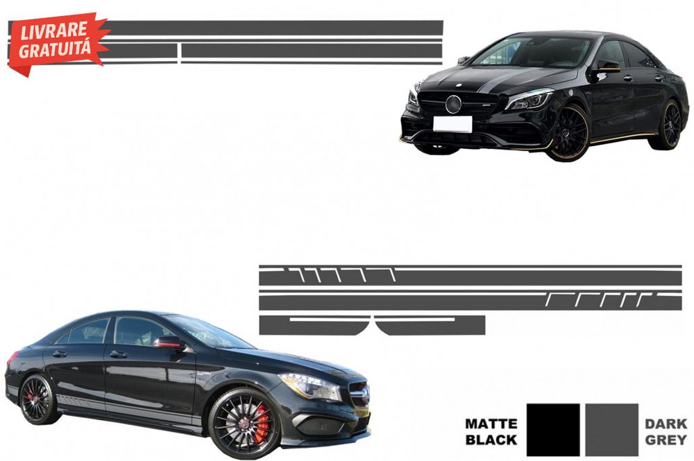 Set Stickere Capota Plafon Portbagaj si Laterale Gri Inchis Mercedes C