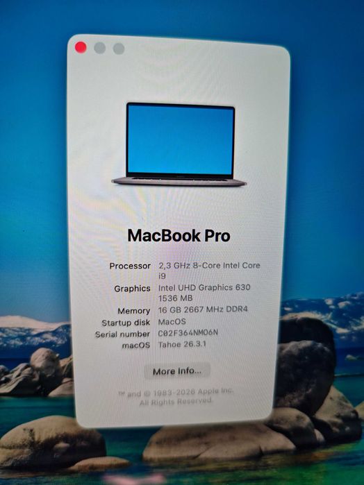 MacBook Pro 16 inch 2019 i9 2,3GHz 16GB 1TB video 4GB A2141 spacegary