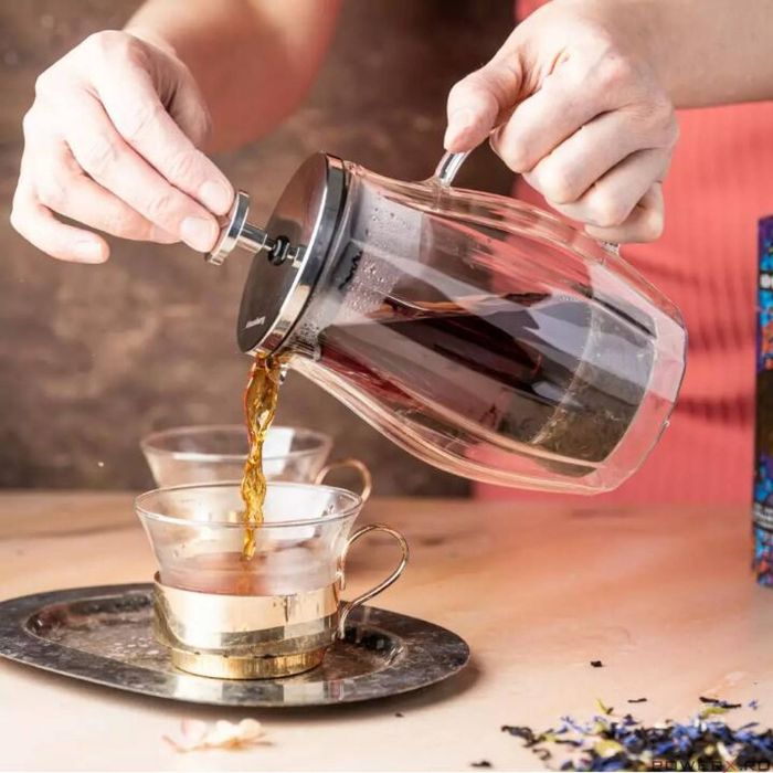 Infuzor din sticla, transparent, pentru cafea, ceai si lapte, 350ml,