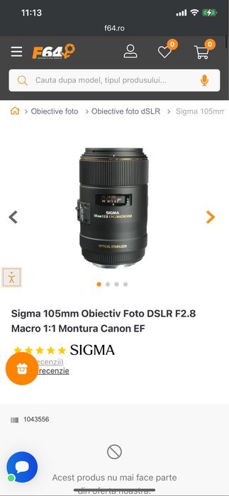 Sigma 105mm F2.8 Macro 1:1 Canon EF – obiectiv macro profesional