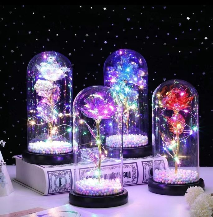 Светящаяся подарочная роза, декор