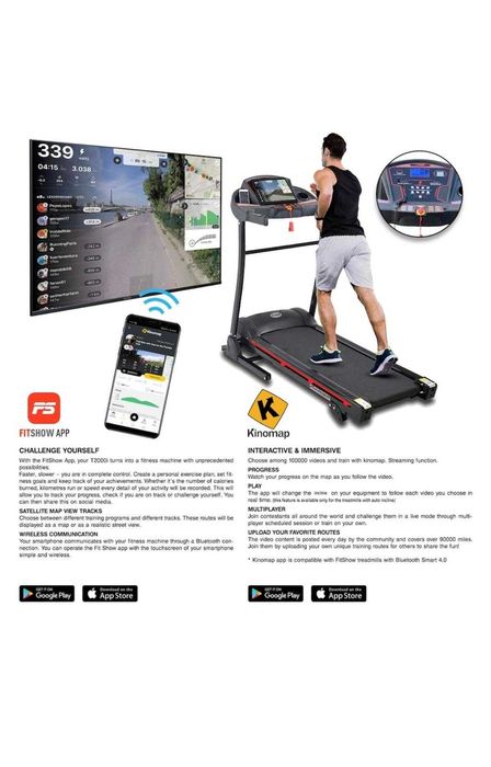 Banda de alergare electrica Actuell t2000i, bluetooth, FitShow, Kinomap