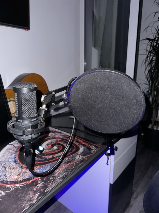Kit Complet Audio / Streaming: Audio-Technica AT2020 + Placă Sunet Maya 22 USB + Braț + Accesorii