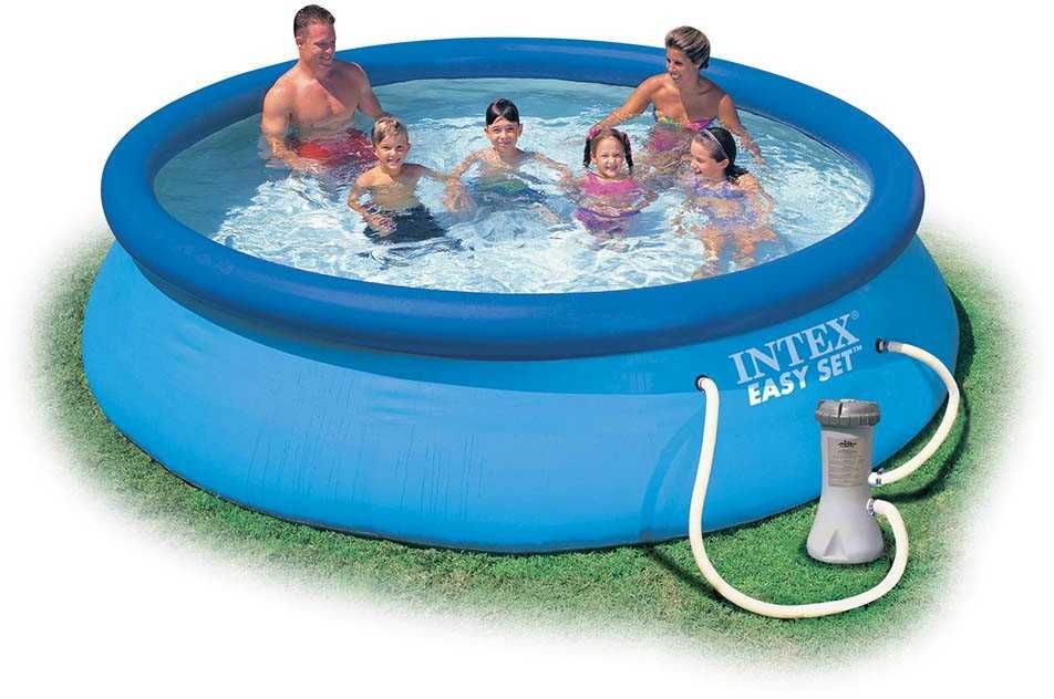 Надуваем басейн Intex Easy Set, 377 х 76см
