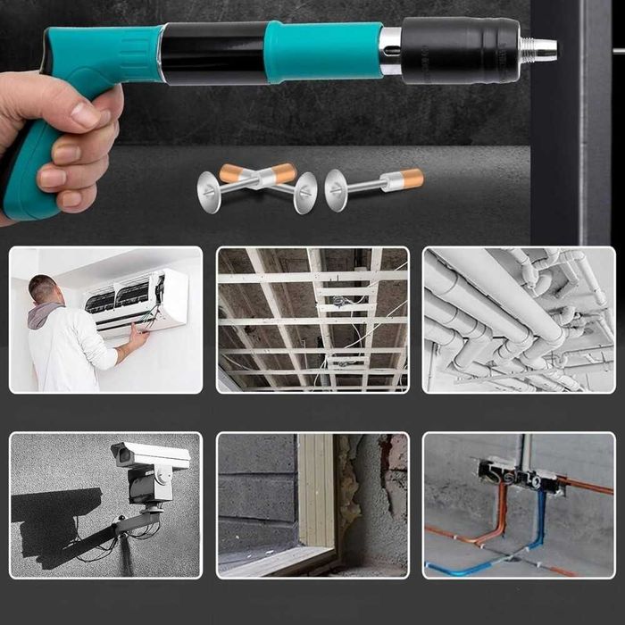 Kit pistol manual pentru fixare nituri cuie Accesorii +  30 Cuie CADOU