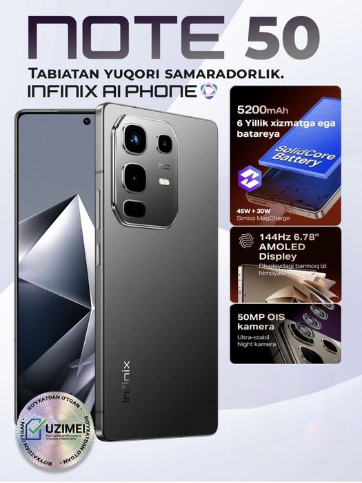 Infinix NOTE 50 2026 New Super Skidka+Garantiya+Dastavka