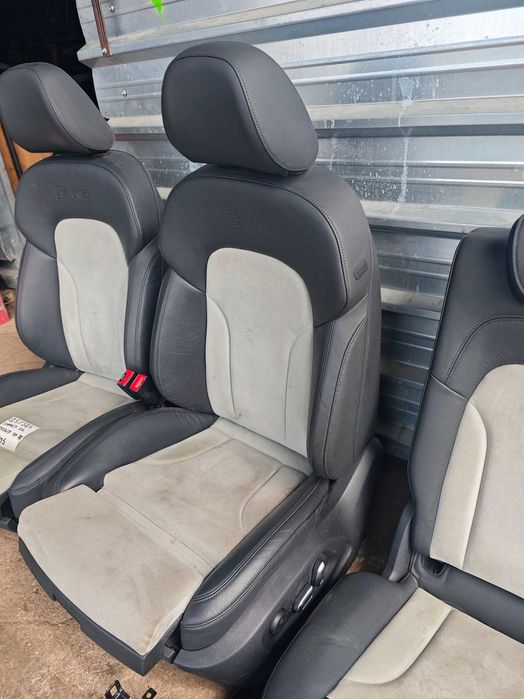 Кожен салон Audi SQ5 Q5 черна кожа и сива алкантара подгрев и Ел N805