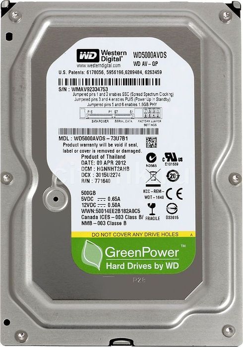 Жёсткий диск 500 Гб  HDD Western Digital SATA-II