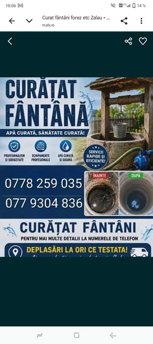 Servici de curățare fântâni foraje