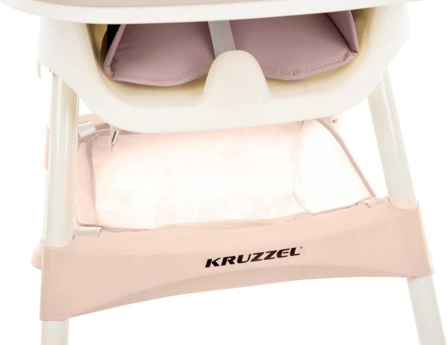 Столче за хранене, регулируема маса, 5-точкова каишка, розово