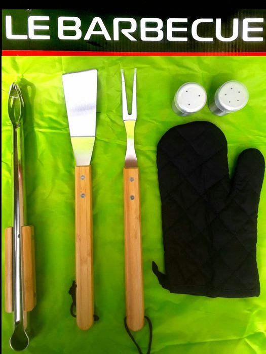 SET USTENSILE Premium din INOX si Sorț LEBARBACUE pentru gratar - NOI