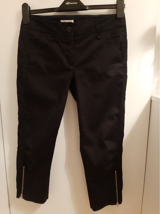 Pantaloni 3/4 negri cu fermoar Orsay