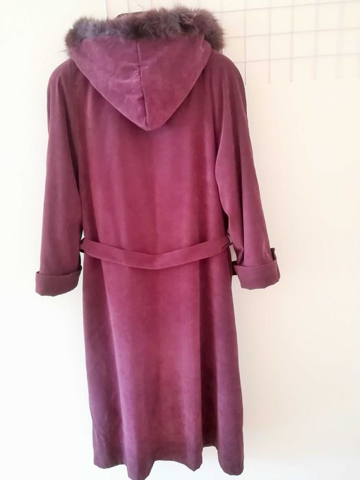 Топъл шлифер, сваляща се подплата, качулка, размер L