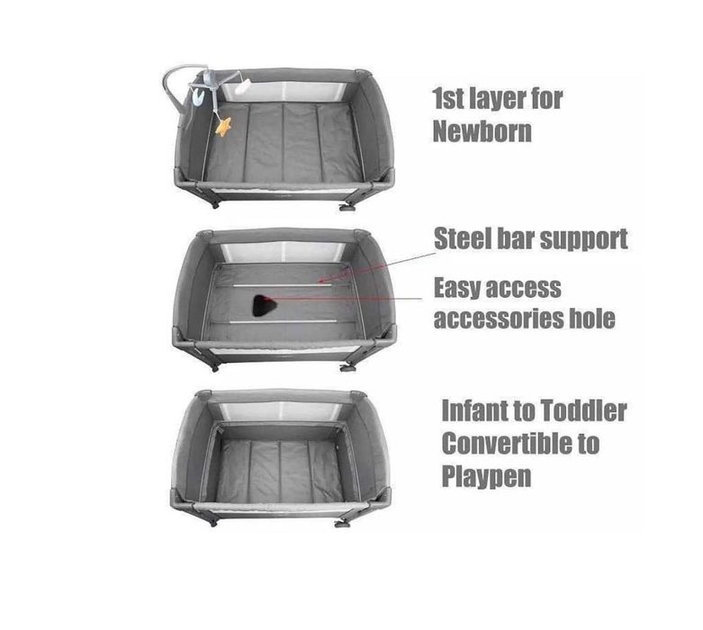 Манеж-кровать-3 в 1 м Многофункциональная детская.  Доставка бесплатно