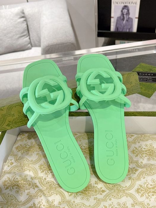GG Interlocking G Rubber Slide - Green