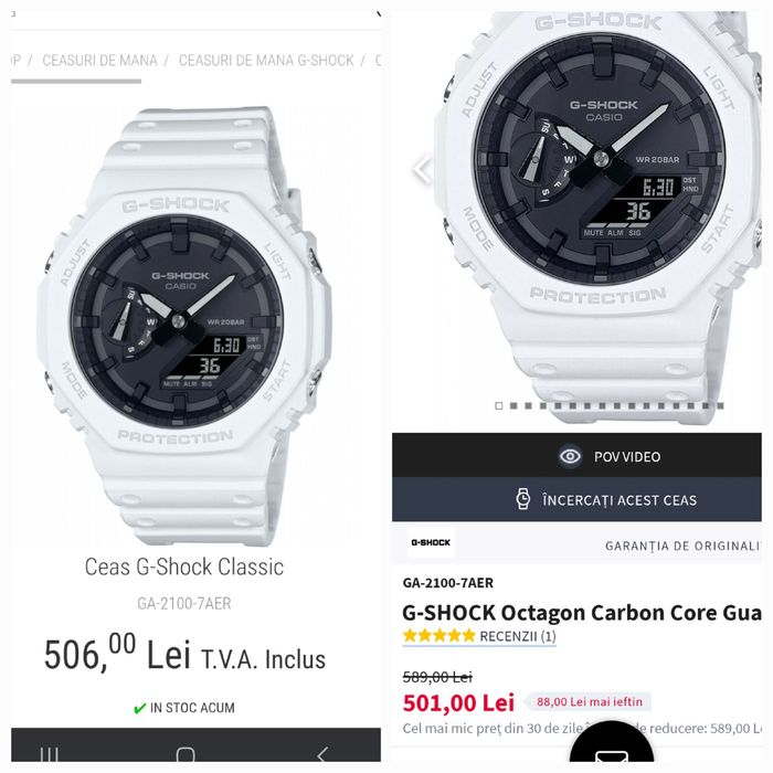 Casio G Shock GA 2100 Original