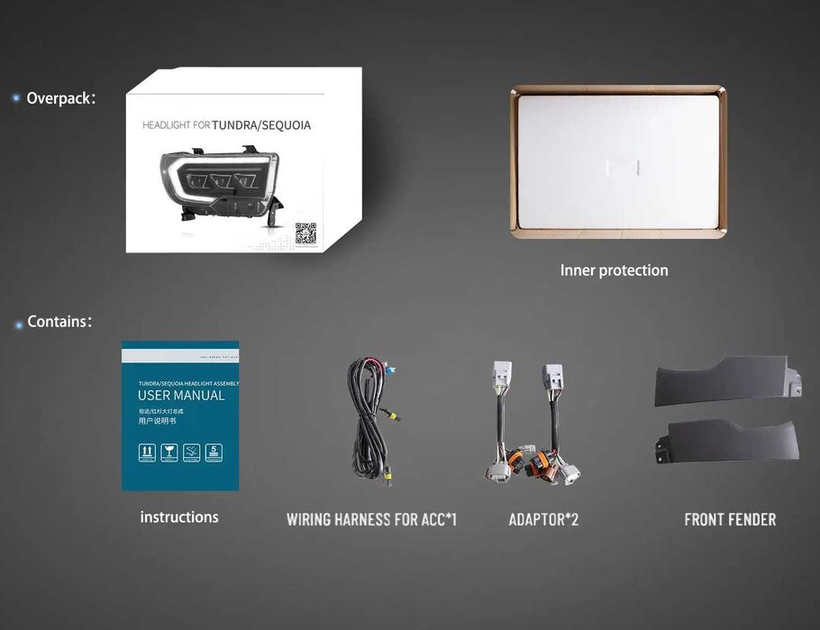 Комплект LED фарове за Toyota Sequoia 2008-2020 и Tundra 2007-2013