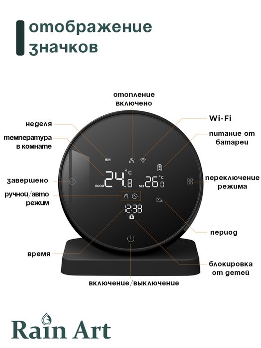 Беспроводной комнатный термостат отопления Wi-fi