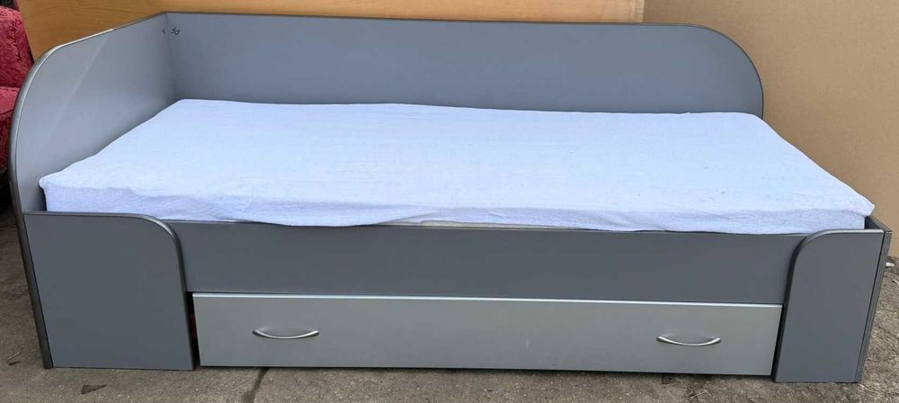 2 buc Pat De colt pentru o persoana; Pat cu Sertare si Saltea 200x90