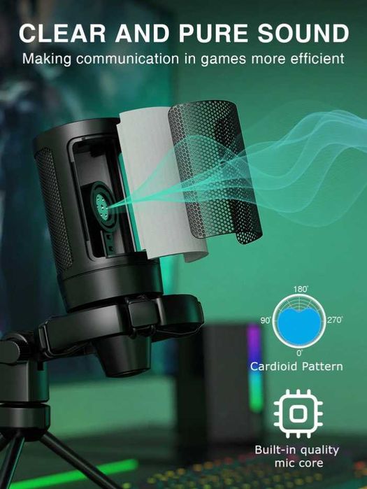 Mикрофон FIFINE A2 с RGB подсветка + стойка, USB Type-C