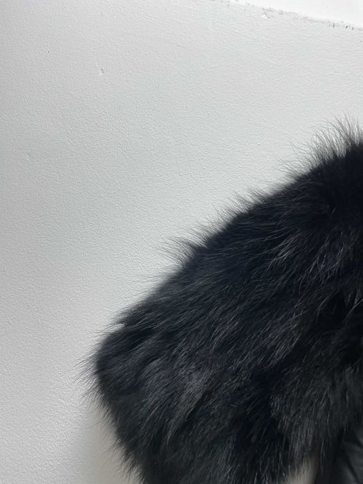 Дамско яке размер XS с естествен косъм от лисица в черно