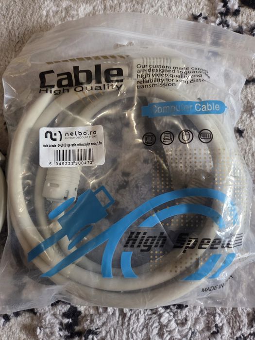 Vând cabluri diverse – VGA, internet și alimentare auto 4GA Cabletech professional