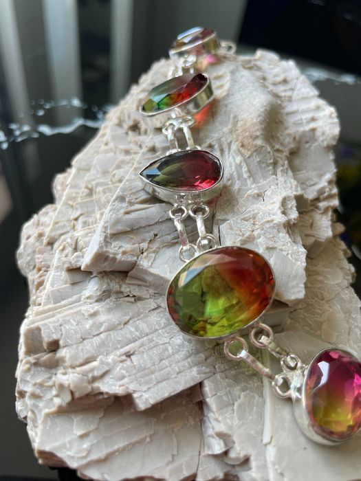 Bratara Argint 925 cu Pietre Semipretioase Turmalina Antichizata