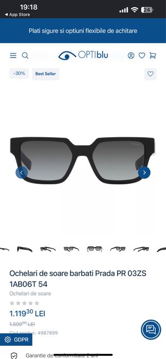 Ochelari de soare Prada PR03ZS ca noi originali barbati