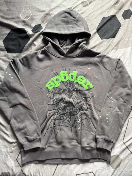 Sp5der Wait Web Hoodie Grey