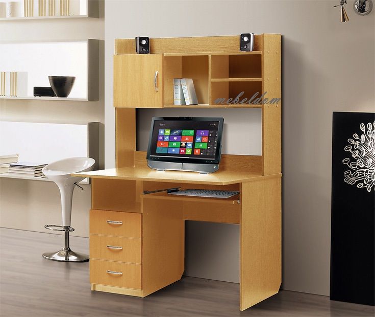 Бюро 110см. с надстройка,3 чекмеджета и клавиатура(код-1079)