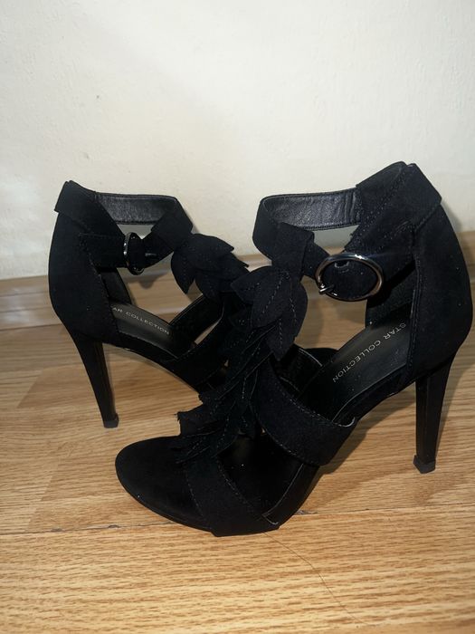 Черни токчета от велур, нови, номер 36