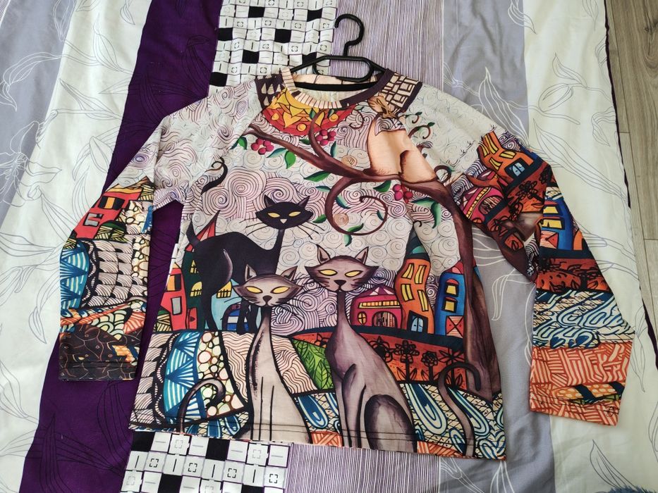 Bluza sic cu imprimeu pisici