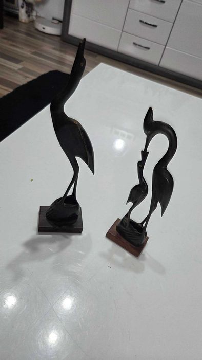 Lot vintage de 2 pasari din abanos