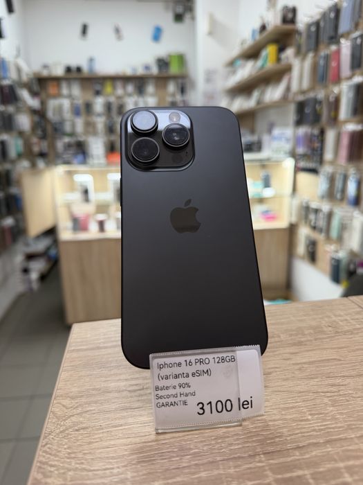 Iphone 16 PRO / 128GB / Black / Baterie 90% /eSIM /Garantie 12 luni