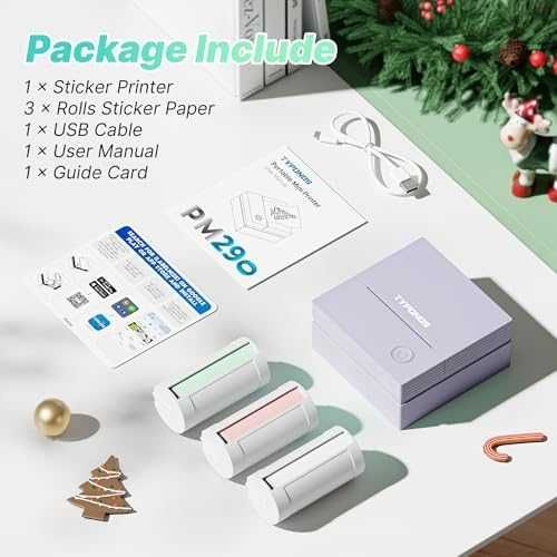 Нов Мини принтер стикер мейкър PM290 термопечат 3 ролки лепящи 54мм