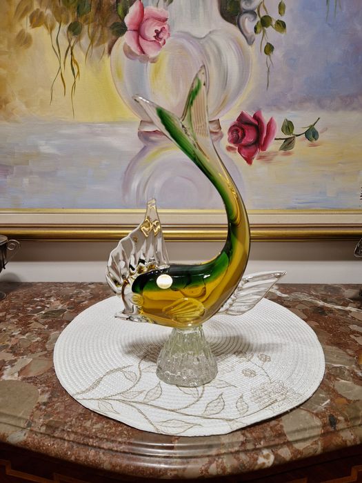 Уникална голяма антикварна италианска фигура Мурано Murano