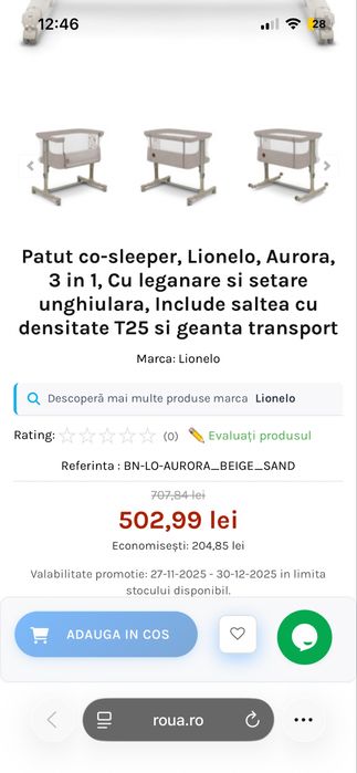 Patut co sleeper Lionelo beige