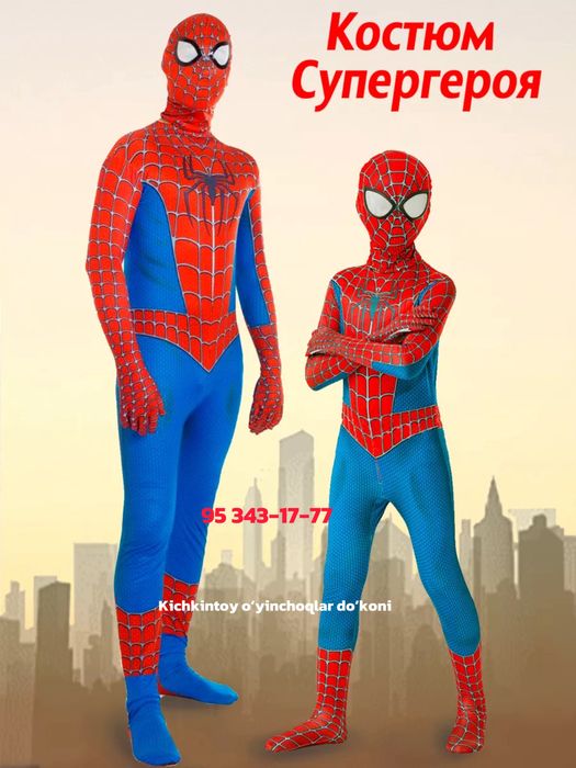 Человек паук костюм 100,130,160,180см O’rgimchak odam formasi