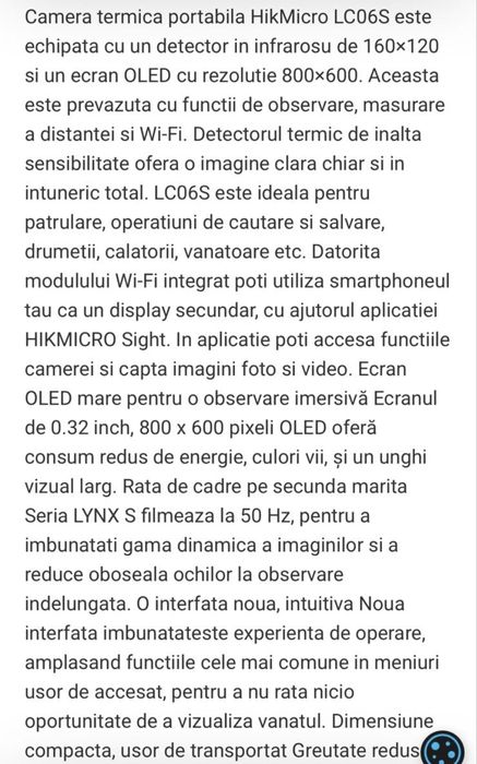 Camera cu termoviziune ca noua