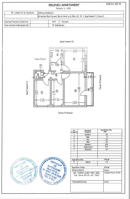 Apartament 3 camere central etaj 1