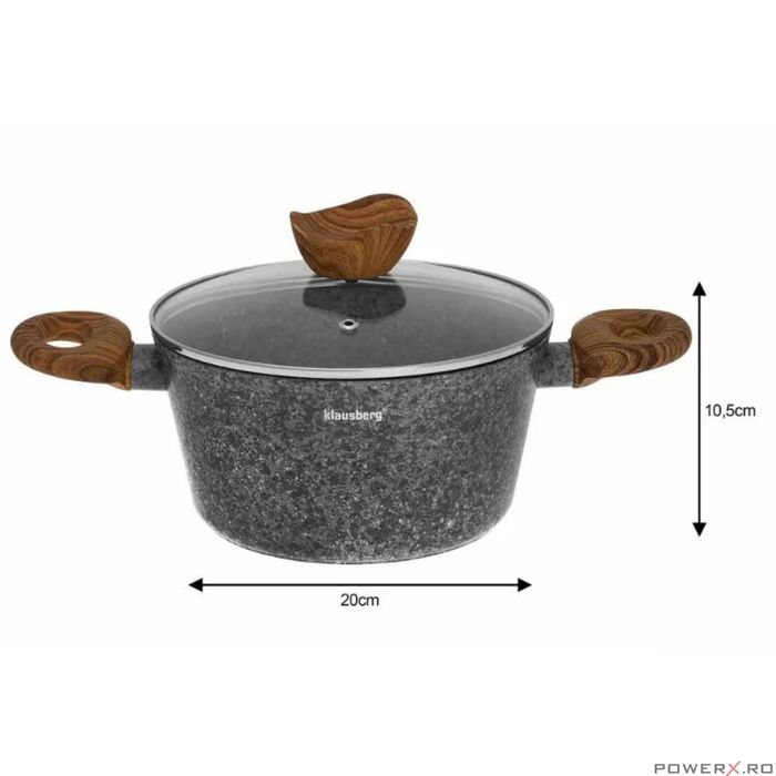 Set 6 oale din aluminiu turnat, cu strat marmorat gri, capac sticla,