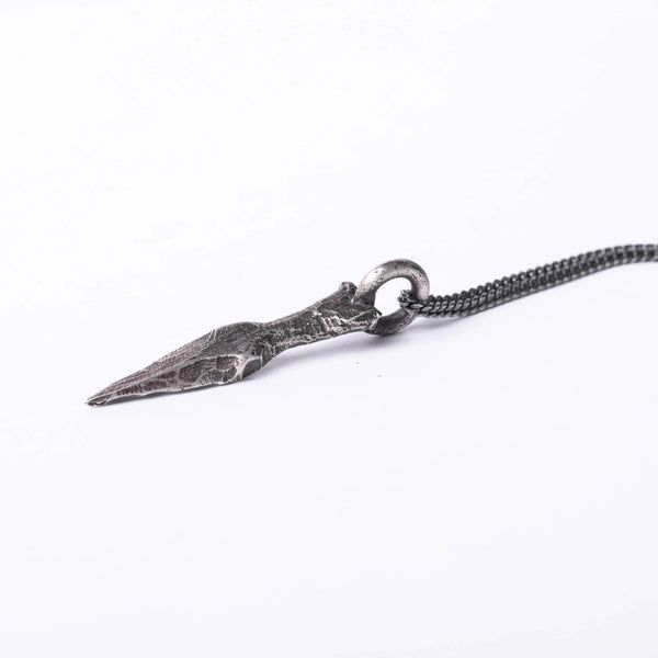 Сребърен медальон острие 925 | Мъжка висулка кинжал талисман за сила