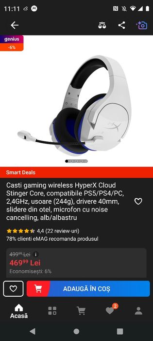 Căști gaming wireless hyperX
