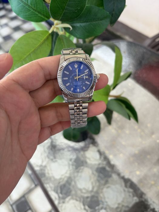 Rollex cadran albastru din inox