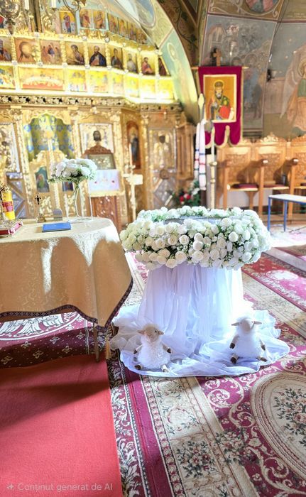 Decor flori - cristelniță  botez/ cununie