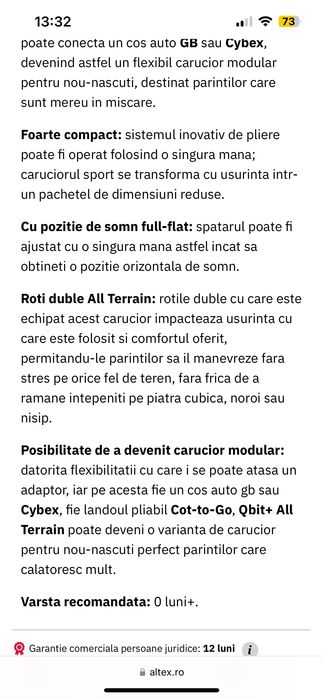 Carucior sport GB Qbit+ All Terrain rosu preloved.