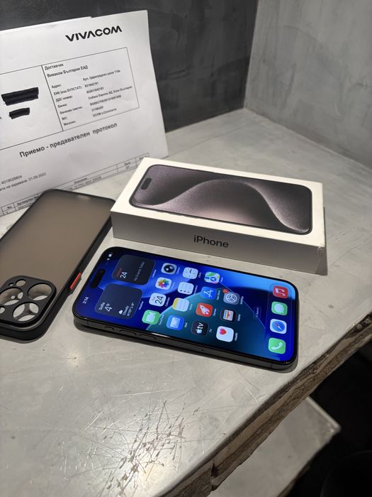 КАТО ЧИСТО НОВ Iphone 15 Pro Max 256 GB Black Titanium