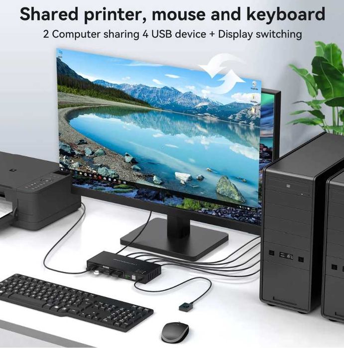 Comutator KVM VPFET, suport DisplayPort 4k120HZ 8K60HZ